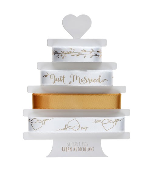 Selbstklebendes Geschenkband-Set "Gold & White" - 4-teilig