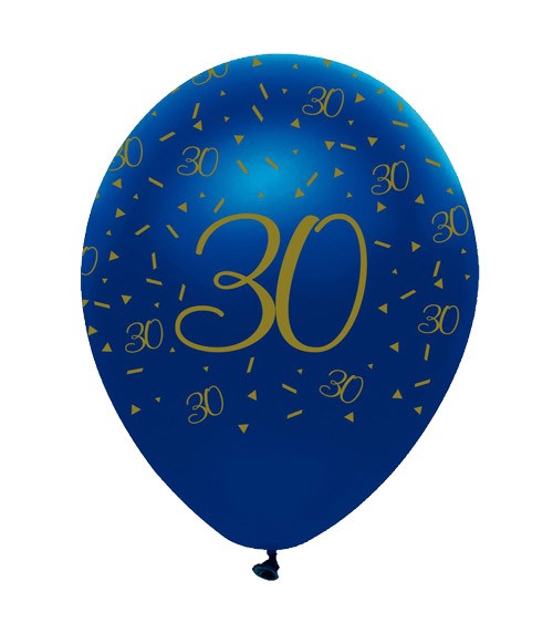 Luftballons "Geo Navy" - 30. Geburtstag - 6 Stück