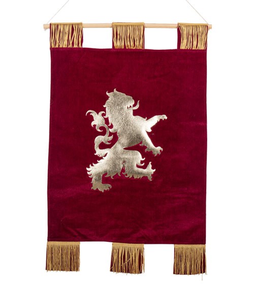 Banner aus Samt mit Ritter-Wappen - rot, gold - 50 cm