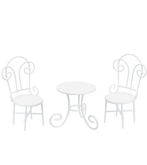 Kleine Sitzgruppe mit Stühlen aus Metall - weiß - 3-teilig