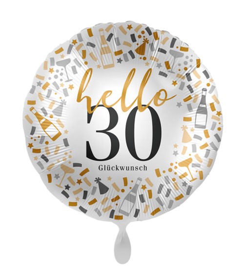 Folienballon "Hello 30 - Glückwunsch"