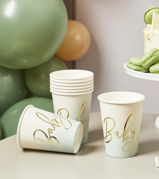 Pappbecher "Baby" - salbei ombre - 8 Stück