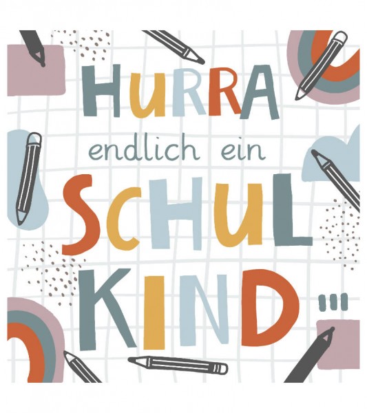 Servietten "Hurra endlich ein Schulkind" - 20 Stück