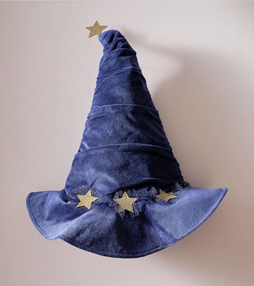 Zauberinnen-Hut mit Sternen - navyblau - One Size