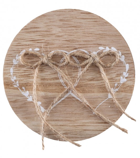 Ringhalter aus Holz mit Jute-Schleifen - 15 cm