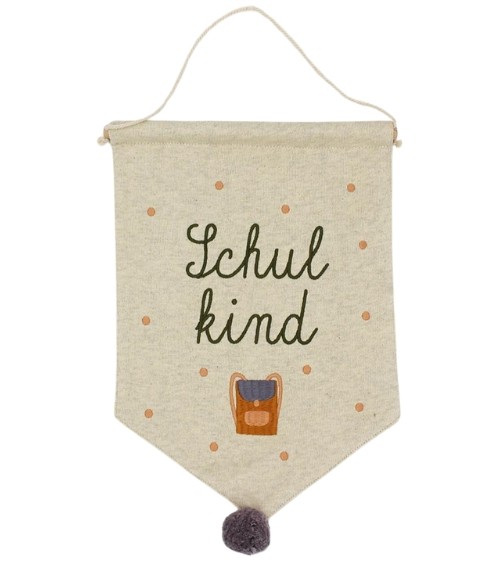 Wandbehang "Schulkind" - Ranzen - lachs - 22 x 32 cm