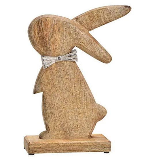 Holz-Hase mit Metallschleife - 24 x 33 cm
