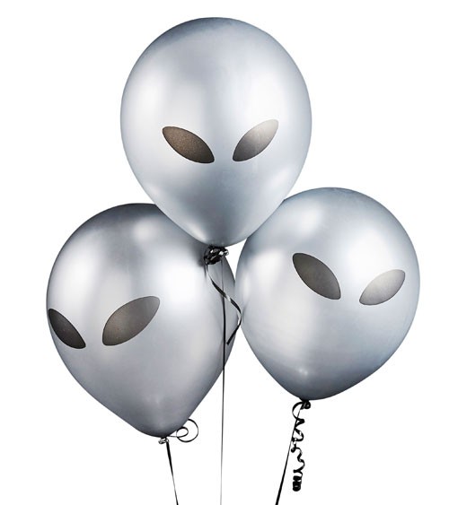 Metallic-Luftballons "Alien" - 5 Stück