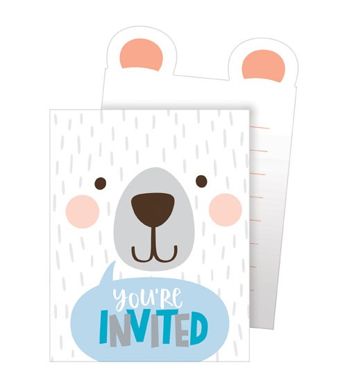 Einladungskarten "Kleiner Bär" - 8 Stück