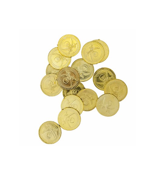 Goldene Piratenmünzen aus Kunststoff - 2,3 cm - 24 Stück