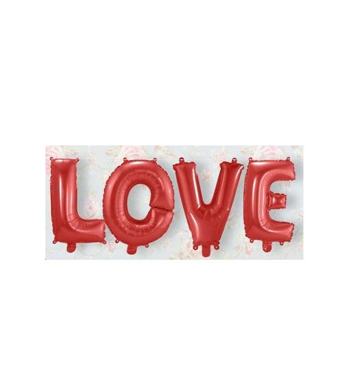 Folienballon-Set "LOVE" - rot - 36 cm