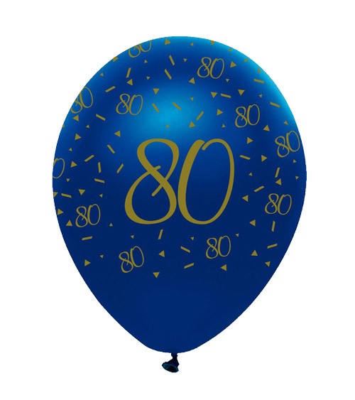 Luftballons "Geo Navy" - 80. Geburtstag - 6 Stück