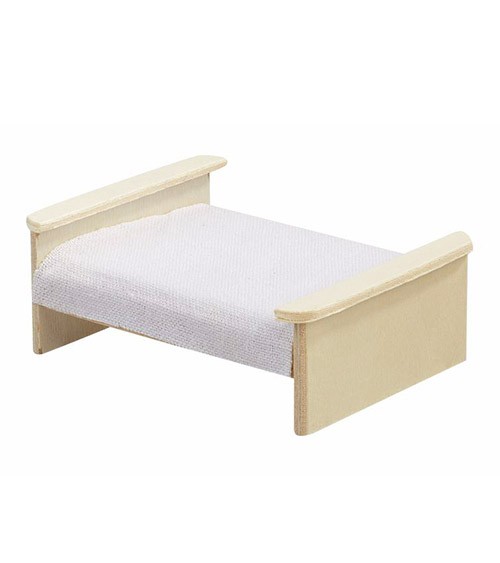 Mini Bett aus Holz - natur - 9 x 7 x 3,5