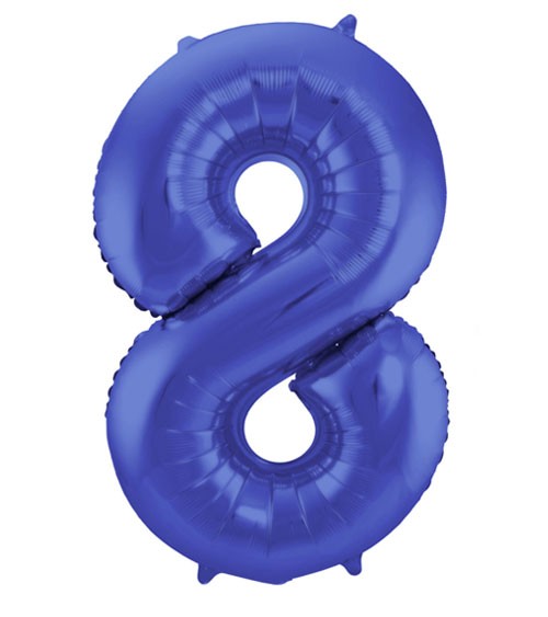 Zahl-Folienballon "8" - matt blau - 86 cm