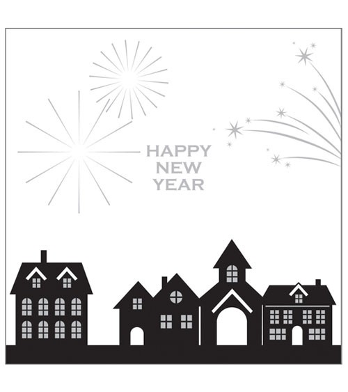 Servietten "Happy New Year - Häuser" - 20 Stück