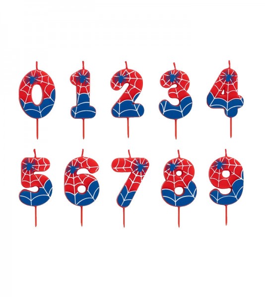 Zahlenkerze "Spinnen Superhelden Party" - 6 cm