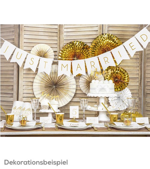 DIY-Wimpelgirlande "Just Married" - weiß/gold - 1,55 m
