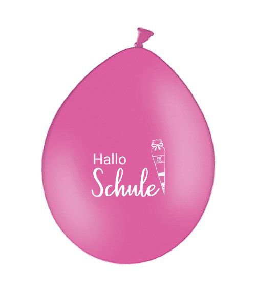 Luftballons "Hallo Schule" - pink - 10 Stück