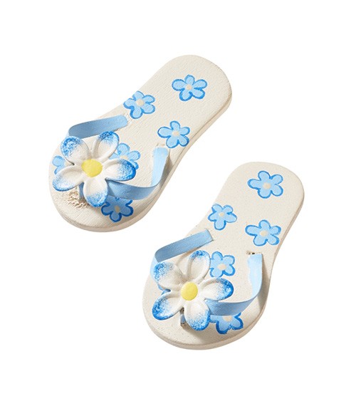 Mini Flip Flops "Blume" - blau - 4,5 cm - 1 Paar