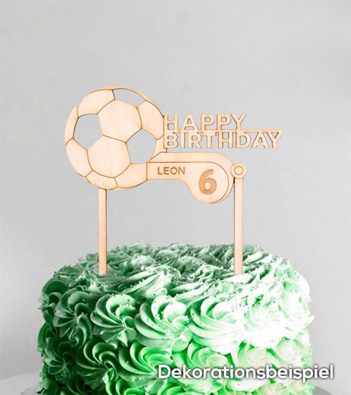 Dein Cake-Topper "Fußball" aus Holz - Wunschtext