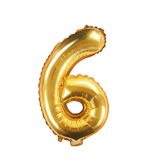 Folienballon Zahl "6" - gold - 35 cm