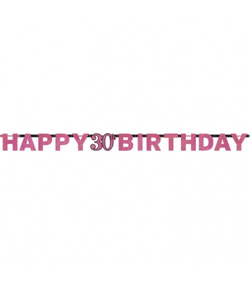 Happy Birthday-Girlande "Sparkling Pink" - 30. Geburtstag