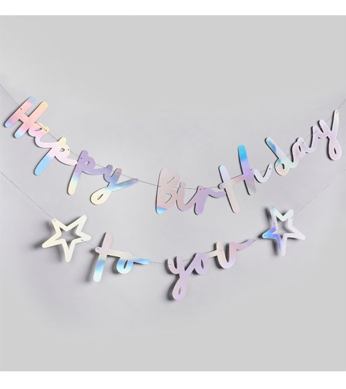 Happy Birthday to you-Girlande - irisierend - 2-teilig