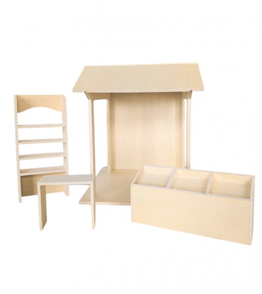 DIY Marktstand aus Holz - 15 x 19 x 16,5 cm
