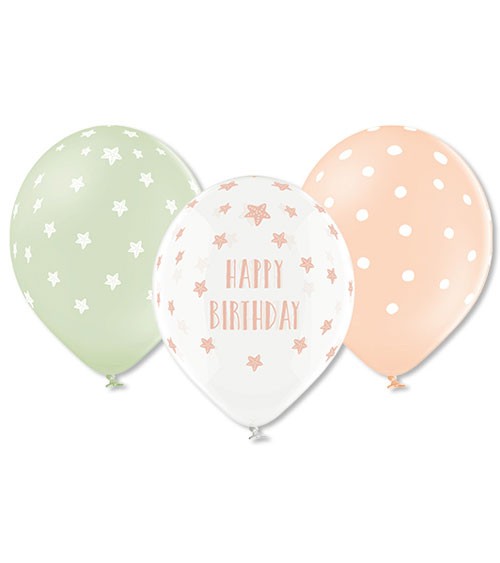 Luftballon-Set "Happy Birthday - Meerjungfrau" - pastell - 12-teilig