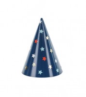 Partyhüte mit Sternen - dunkelblau - 6 Stück