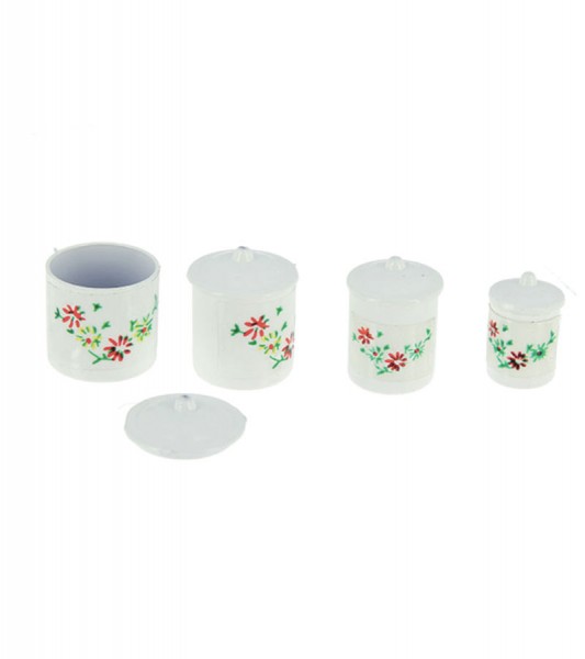 Vorratsdosen mit Blumenmuster - 1 bis 1,5 cm - 4-teilig