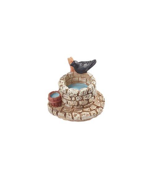 Miniatur Brunnen mit Vogel aus Polyresin - 3 cm