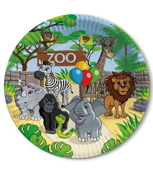 Pappteller "Zoo" - 8 Stück