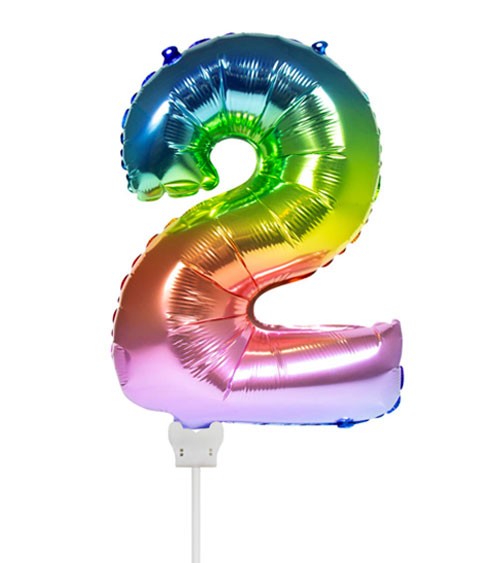 Folienballon Zahl "2" - rainbow - 36 cm