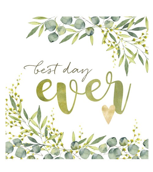 Servietten "Best Day ever" - grün, gold - 20 Stück