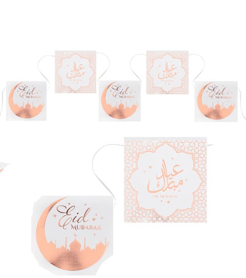 Wimpelgirlande "Eid Mubarak" - rosegold - 5 m