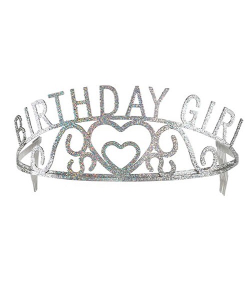 Tiara aus Metall "Birthday Girl" - glitter silber