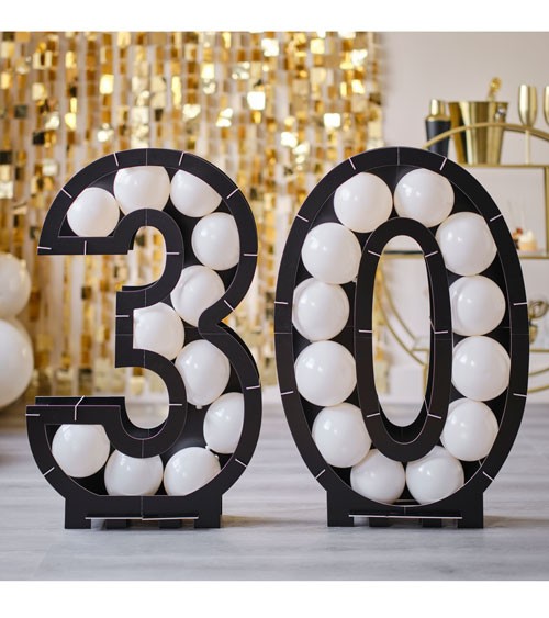 Ballonrahmen Zahl 30 - schwarz - 2-teilig