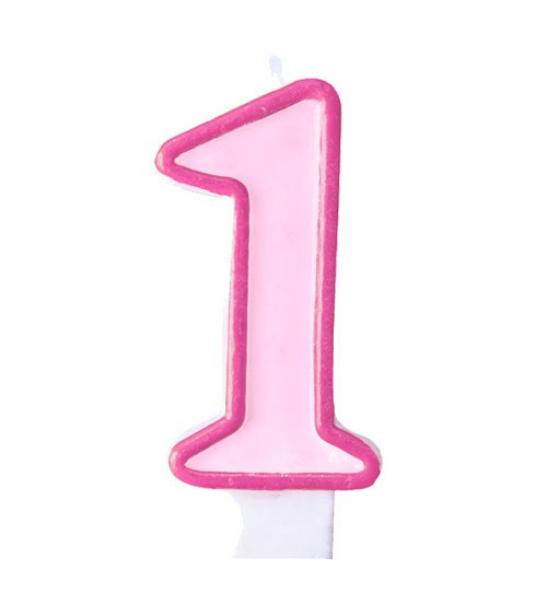 Geburtstagskerze "1" - rosa/pink