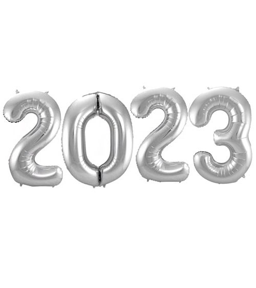 SuperShape-Folienballon-Set "2023" - silber - 86 cm