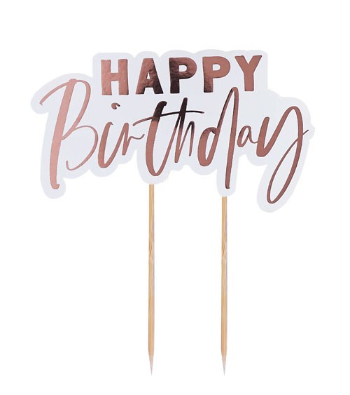 Cake-Topper aus Papier "Happy Birthday" - rosegold