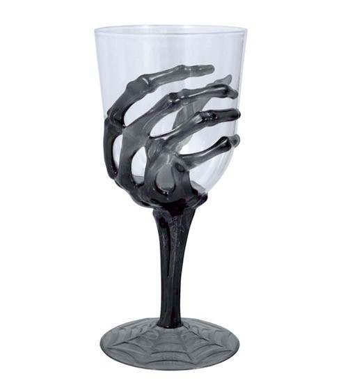 Weinglas aus Kunststoff mit Skeletthand - 18,5 cm