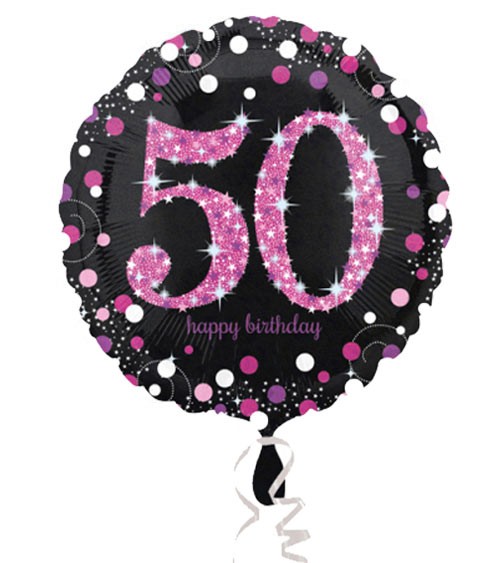 Runder Folienballon "Sparkling Pink" - 50. Geburtstag
