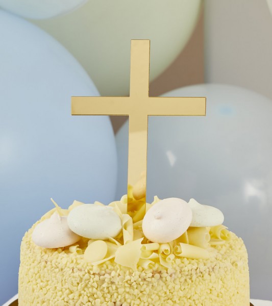 Cake-Topper aus Acryl "Goldenes Kreuz"