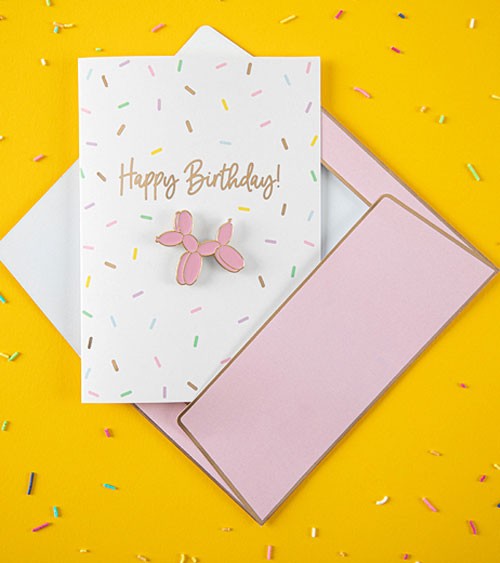 Klappkarte mit Pin zum Geburtstag "Happy Birthday"