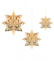 3D-Schneeflocken aus Papier - metallic gold - 6-teilig