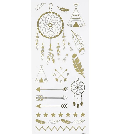 Sticker "Indianer-Motive" - gold - 1 Bogen