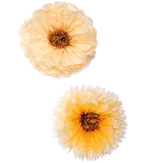 Blumen aus Seidenpapier - creme, gelb - 40 cm - 2 Stück