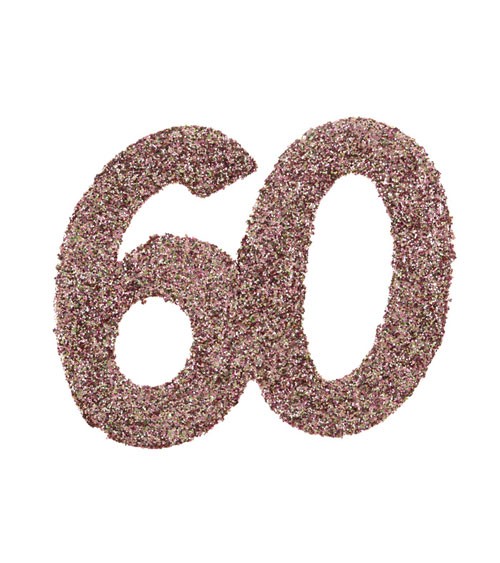 Streuteile mit Glitter "60" - rosegold - 6 Stück