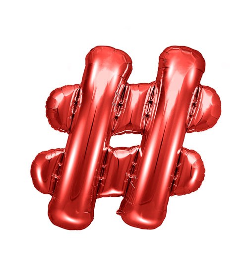 Folienballon Zeichen "#" - rot - 35 cm